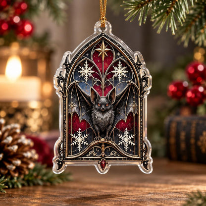 Gothic Bat Christmas Acrylic Ornament Set – Witchy Gothmas Decor – Gothic Arch Bat ornament