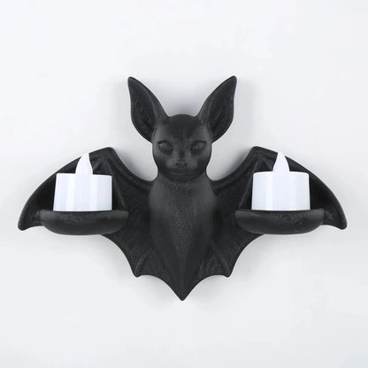Gothic Bat Double Candle Wall Sconce Resin Candle Holder Decor-MoonChildWorld
