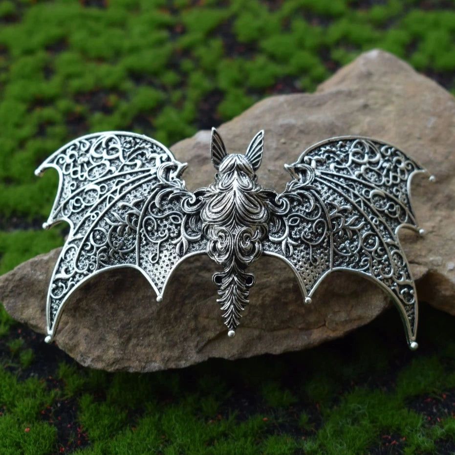 Gothic Bat Hairpin Halloween Bat Barrette Witchy Hair Accessory-MoonChildWorld