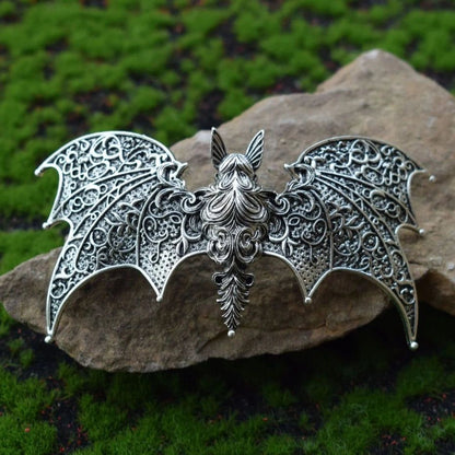 Gothic Bat Hairpin Halloween Bat Barrette Witchy Hair Accessory-MoonChildWorld