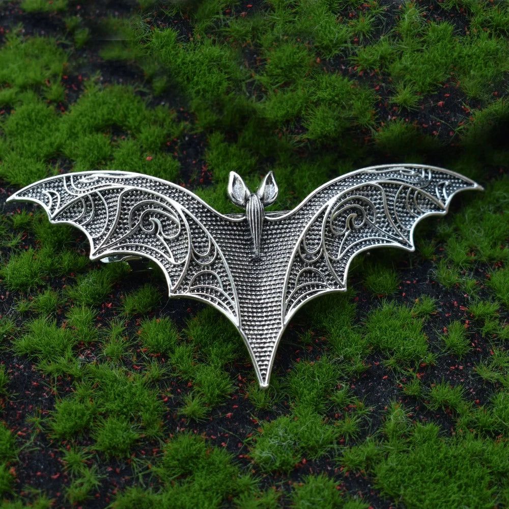 Gothic Bat Hairpin Halloween Bat Barrette Witchy Hair Accessory-MoonChildWorld