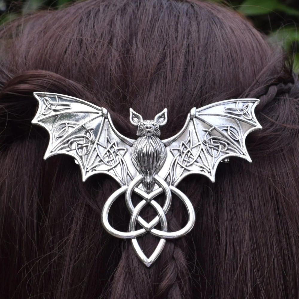Gothic Bat Hairpin Halloween Bat Barrette Witchy Hair Accessory-MoonChildWorld