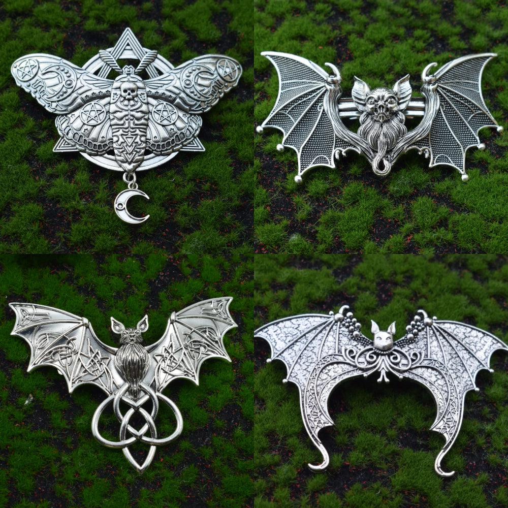 Gothic Bat Hairpin Halloween Bat Barrette Witchy Hair Accessory-MoonChildWorld