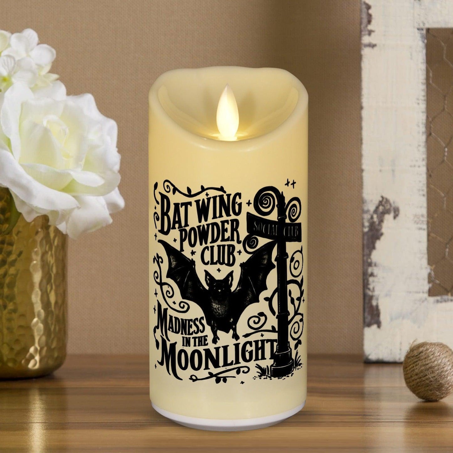 Gothic Bat Halloween Flameless LED Candle-MoonChildWorld
