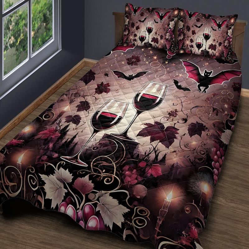 Gothic Bat Quilt Bedding Set for Halloween-MoonChildWorld