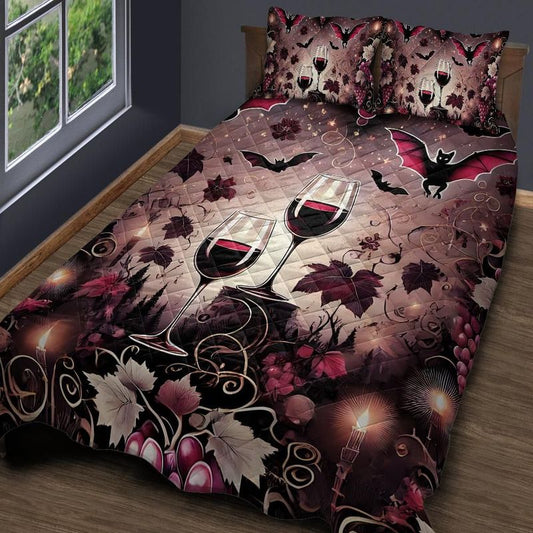 Gothic Bat Quilt Bedding Set for Halloween-MoonChildWorld