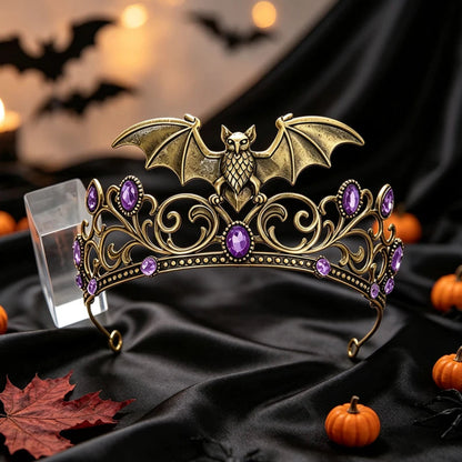 Gothic Bat Tiara Crystal Crown for Vampire Queen Looks-MoonChildWorld