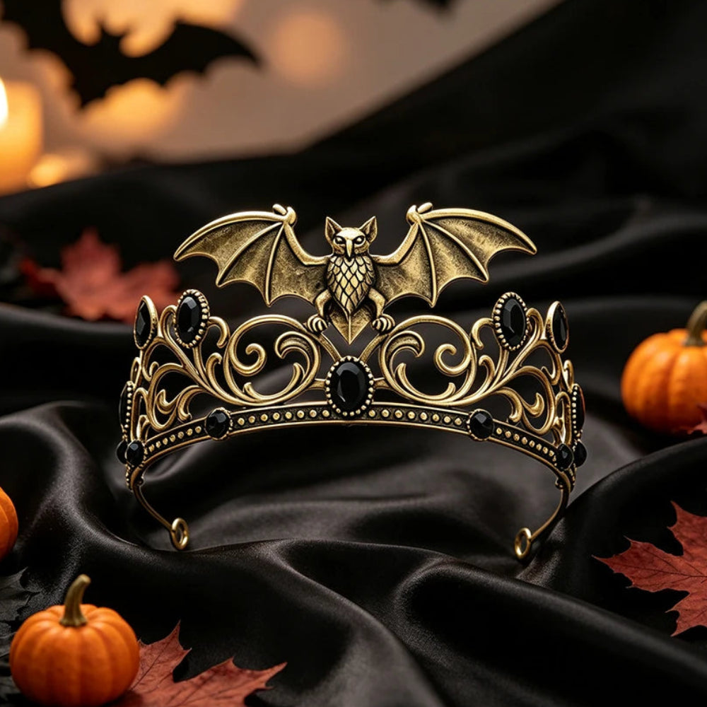 Gothic Bat Tiara Crystal Crown for Vampire Queen Looks-MoonChildWorld
