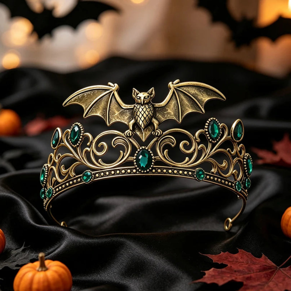 Gothic Bat Tiara Crystal Crown for Vampire Queen Looks-MoonChildWorld