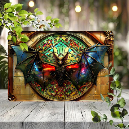 Gothic Bat Wall Sign Halloween Wall Hanging Bat Metal Sign-MoonChildWorld
