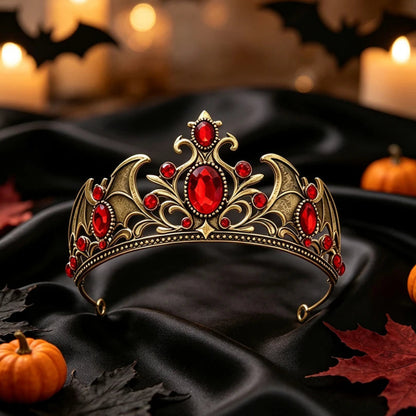 Gothic Bat Wing Tiara Rhinestone Crown for Dark Weddings-MoonChildWorld