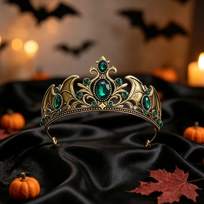 Gothic Bat Wing Tiara Rhinestone Crown for Dark Weddings-MoonChildWorld