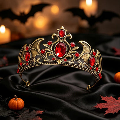 Gothic Bat Wing Tiara Rhinestone Crown for Dark Weddings-MoonChildWorld