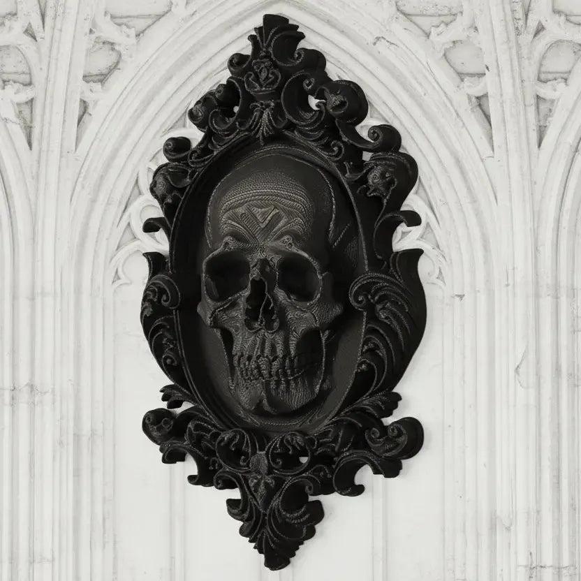 Gothic Black Carved Skull Wall Decoration For Dark Style Home Decor & Witchy Halloween Decoration-MoonChildWorld