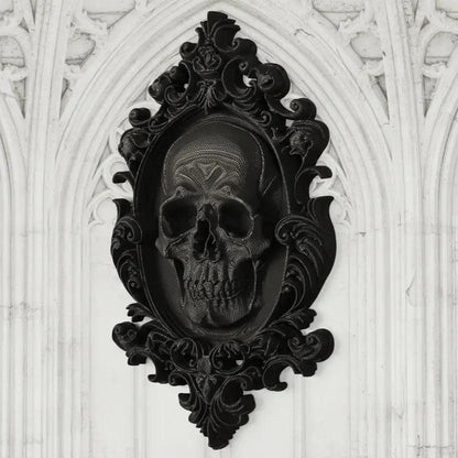Gothic Black Carved Skull Wall Decoration For Dark Style Home Decor & Witchy Halloween Decoration-MoonChildWorld