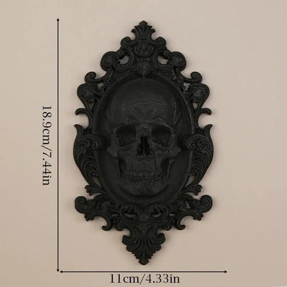 Gothic Black Carved Skull Wall Decoration For Dark Style Home Decor & Witchy Halloween Decoration-MoonChildWorld