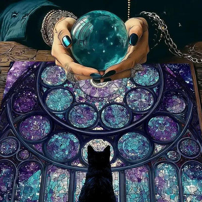 Gothic Black Cat Celestial Witchy Altar Cloth Witchcraft Tablecloth For for Rituals, Tarot Reading & Home Decor-MoonChildWorld