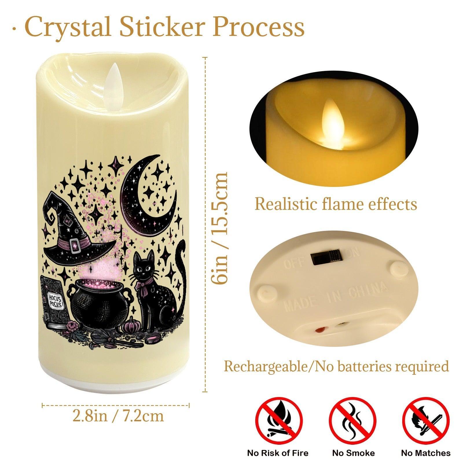 Gothic Black Cat & Moon Witchy Flameless LED Candle-MoonChildWorld