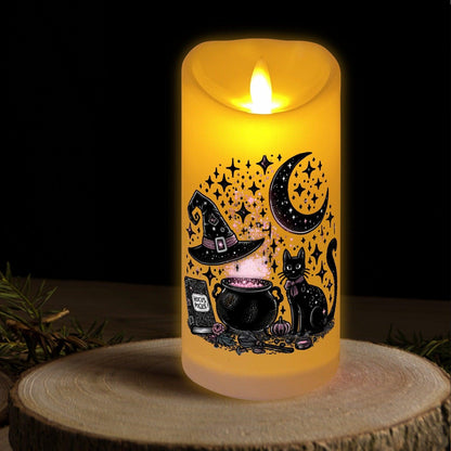 Gothic Black Cat & Moon Witchy Flameless LED Candle-MoonChildWorld