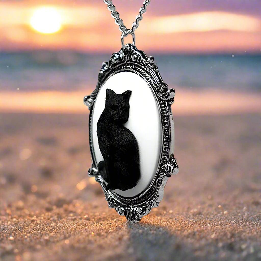 Gothic Black Cat Necklace For Witch Jewelry-MoonChildWorld