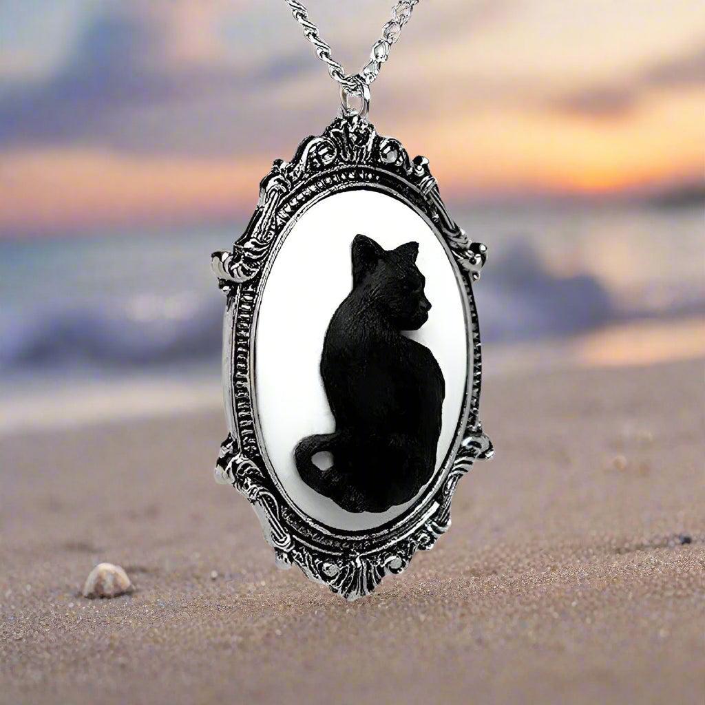 Gothic Black Cat Necklace For Witch Jewelry-MoonChildWorld
