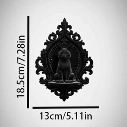 Black cat wall shelf dimension diagram, 13 cm wide and 18.5 cm high