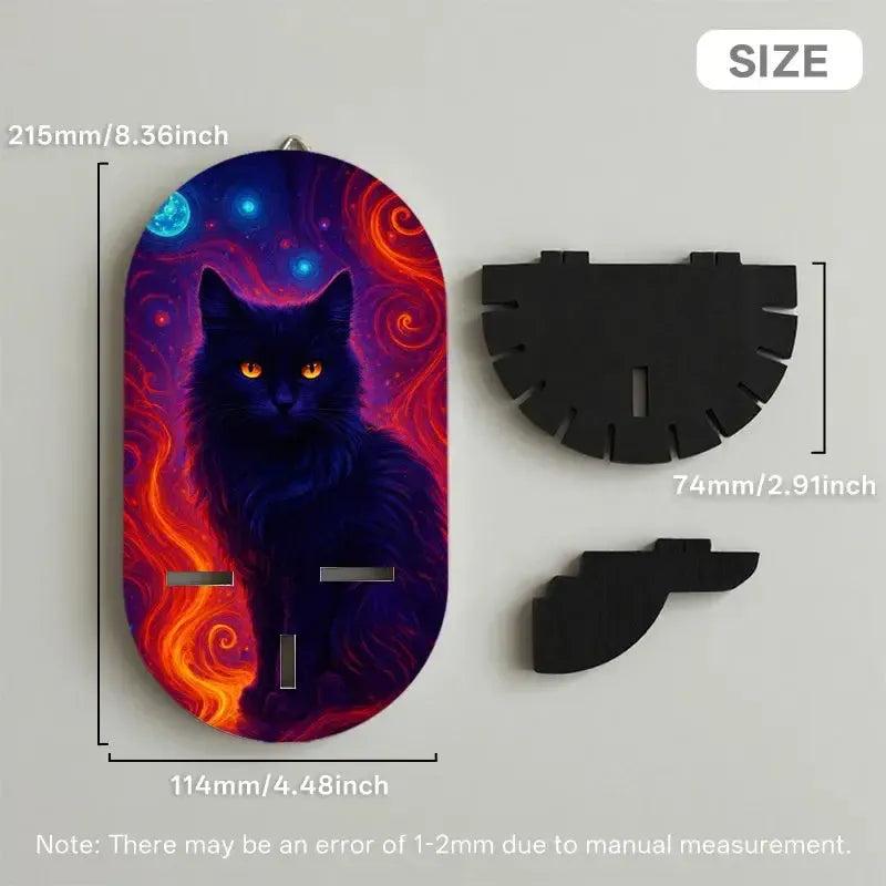 Gothic Black Cat Wall Shelf for Crystals & Candles – Wooden Mystical Floating Shelf Witchy Altar Decor-MoonChildWorld