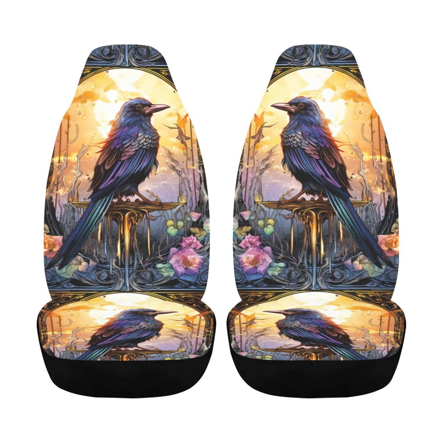 Gothic Black Raven Witchy Car Seat Covers-MoonChildWorld