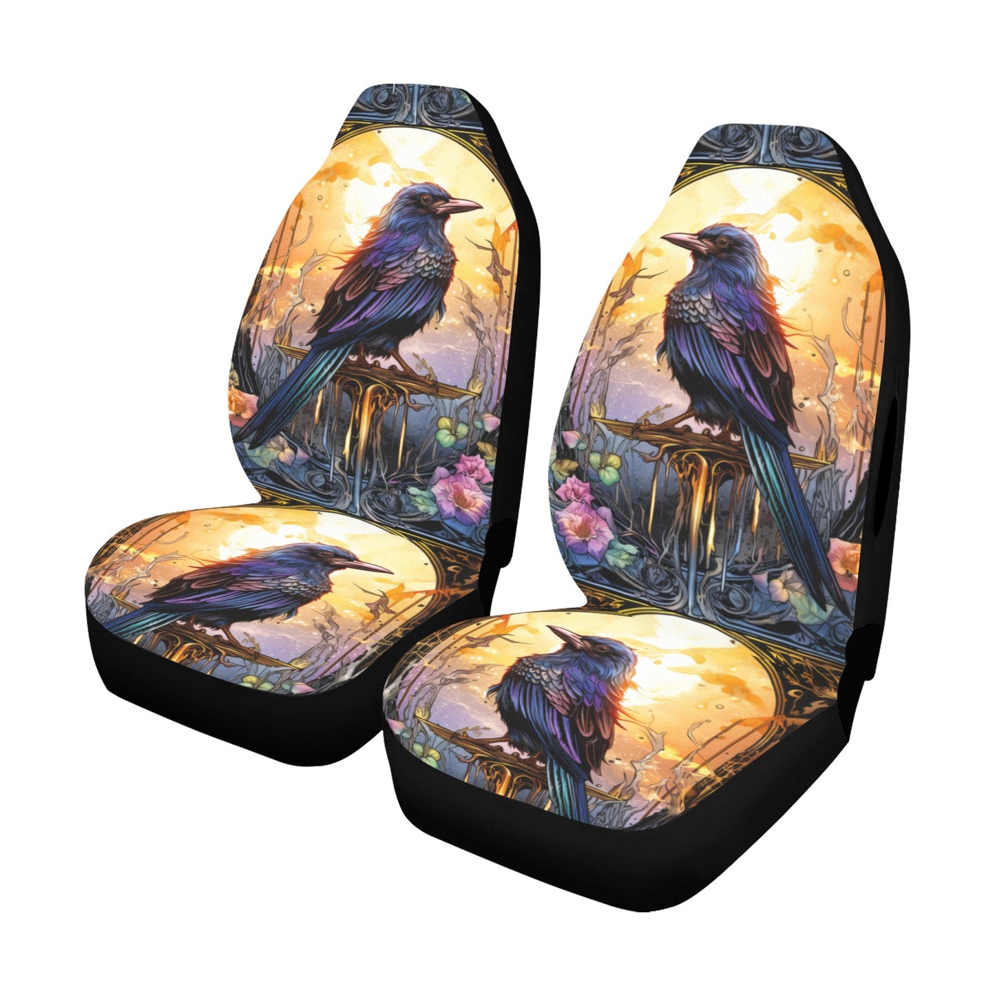 Gothic Black Raven Witchy Car Seat Covers-MoonChildWorld