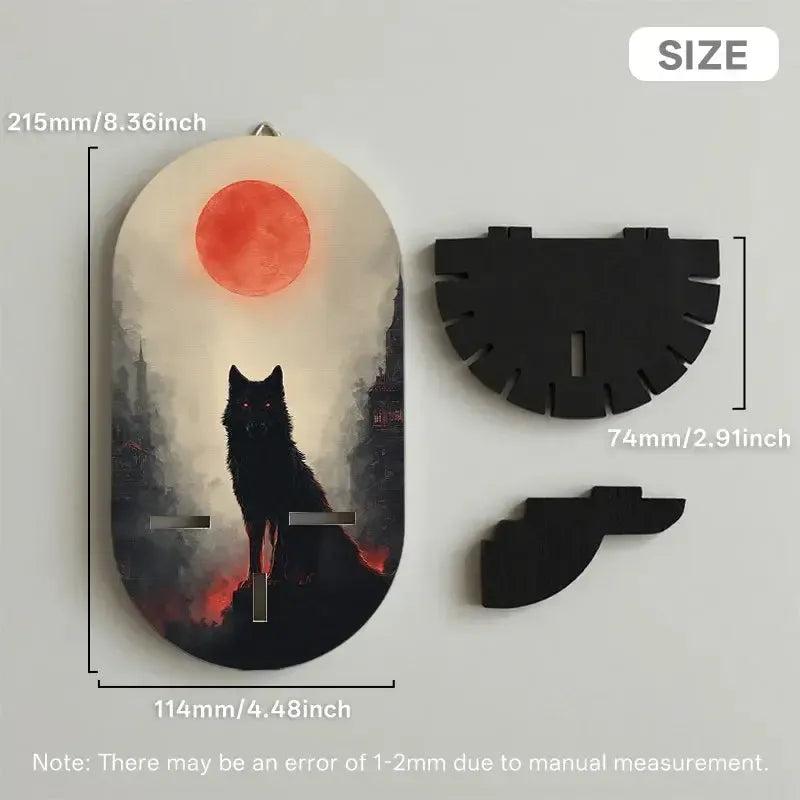 Gothic Black Wolf & Moon Wall Shelf for Crystals & Candles – Wooden Halloween Floating Shelf Witchy Altar Decor-MoonChildWorld