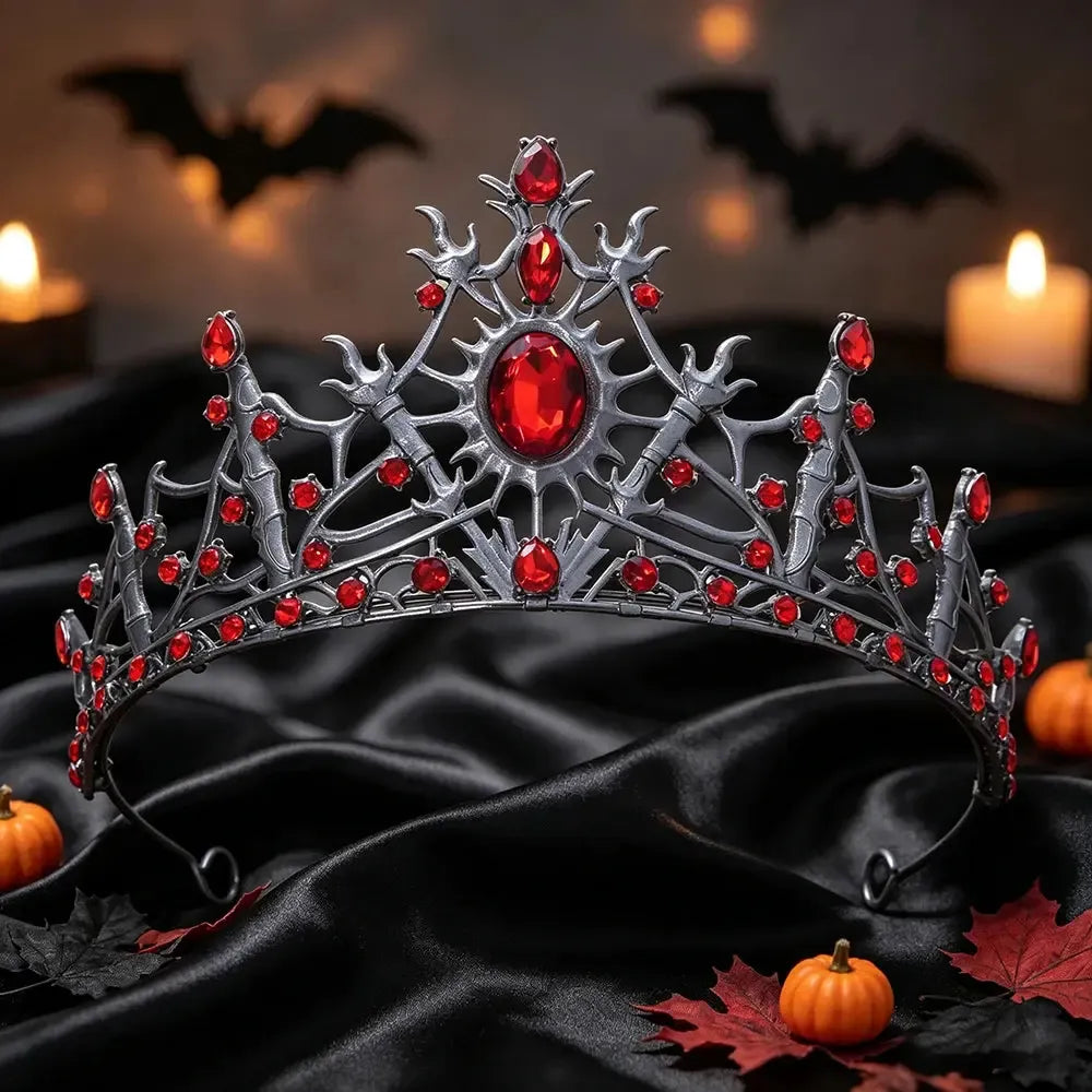 Close-up of the sculpted bone detail on the gothic tiara