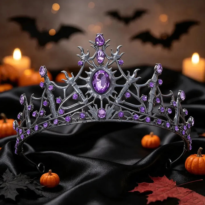 Gothic bone tiara crown in antiqued metal for Halloween