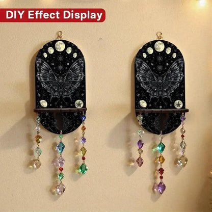Gothic Butterfly and Moon Phase Wall Shelf – Wooden Halloween Floating Shelf Witchy Altar Decor-MoonChildWorld