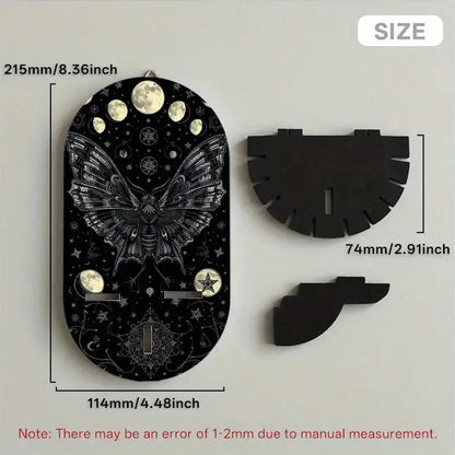 Gothic Butterfly and Moon Phase Wall Shelf – Wooden Halloween Floating Shelf Witchy Altar Decor-MoonChildWorld