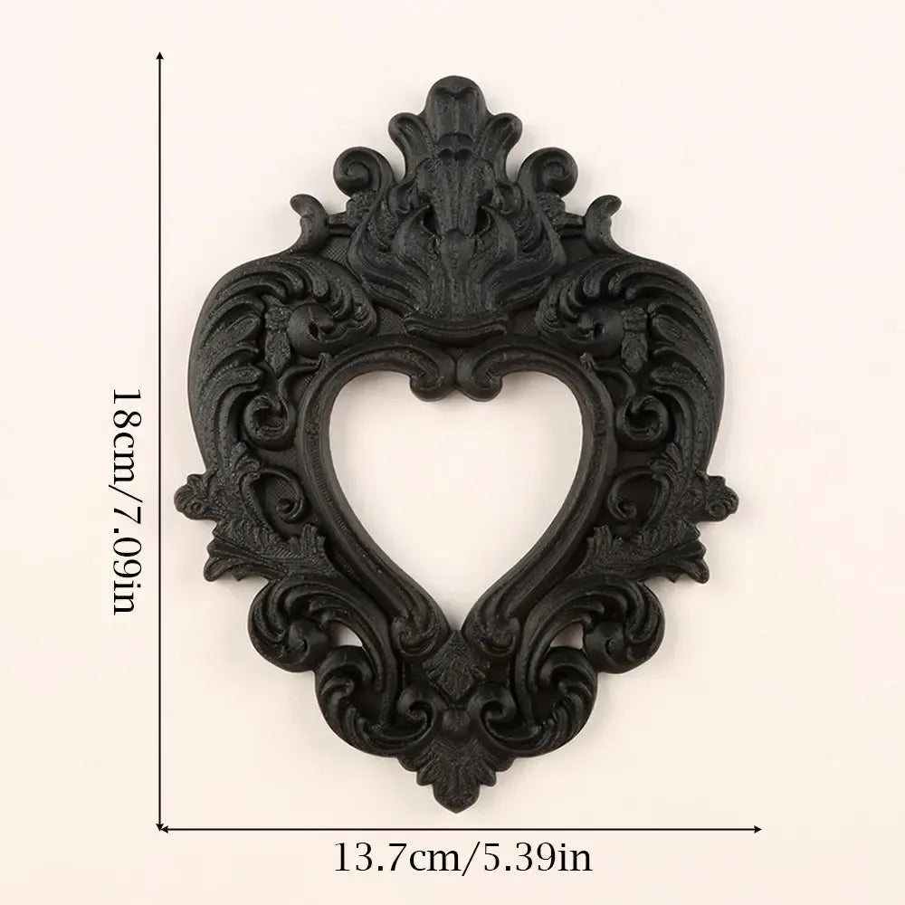 Ornate gothic heart picture frame black relief – Pagan witchy dark academic Victorian home decor