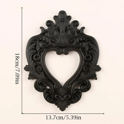 Ornate gothic heart picture frame black relief – Pagan witchy dark academic Victorian home decor