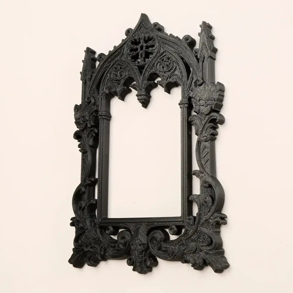 Gothic carved arched picture frame black matte Style A – witchy dark academic Victorian home decor