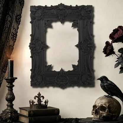Gothic ornate picture frame black carved detail Style B – witchy dark academic Victorian home decor