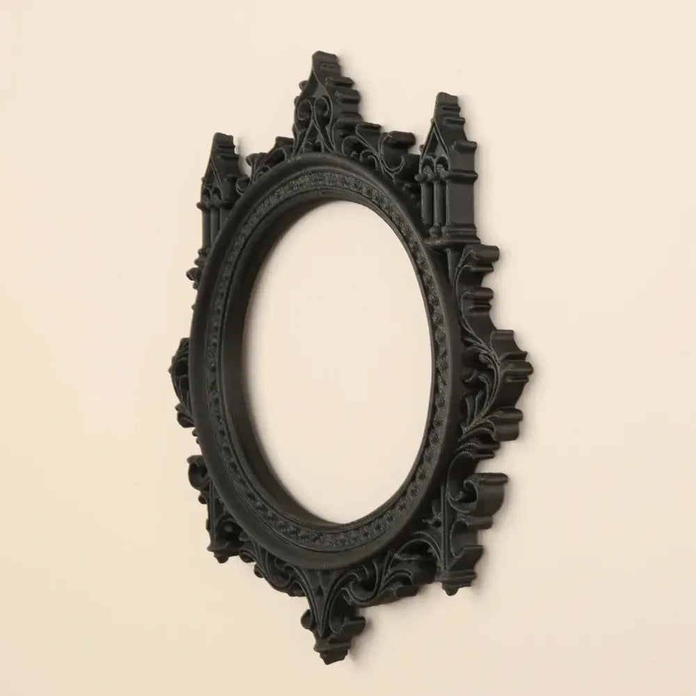 Gothic Carved Round Decorative Mirror Frame Halloween Wall Decoration-MoonChildWorld