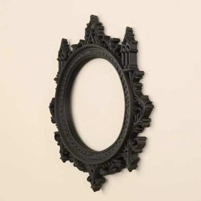 Gothic Carved Round Decorative Mirror Frame Halloween Wall Decoration-MoonChildWorld
