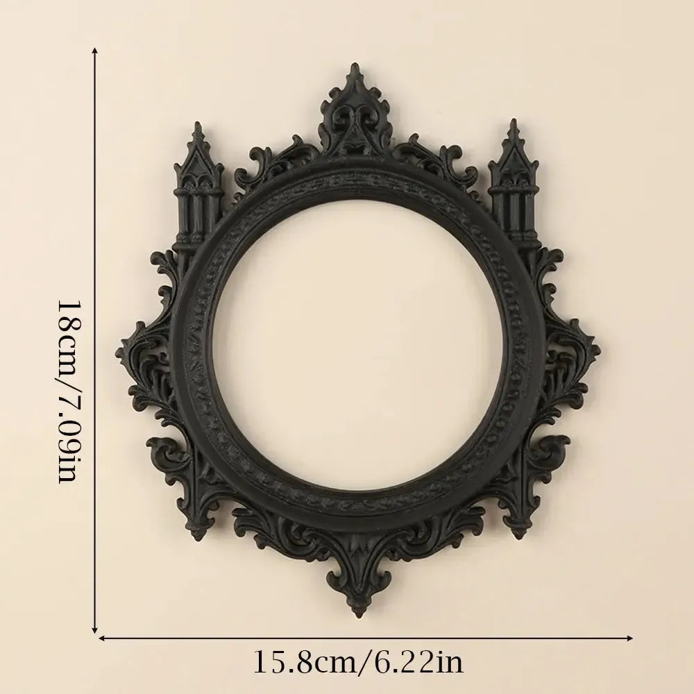 Gothic Carved Round Decorative Mirror Frame Halloween Wall Decoration-MoonChildWorld