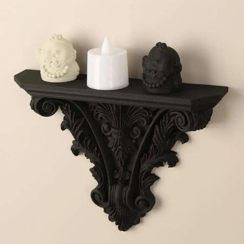 Gothic Carved Wall Shelf For Dark Style Home Wall Storage & Witchy Halloween Decoration-MoonChildWorld