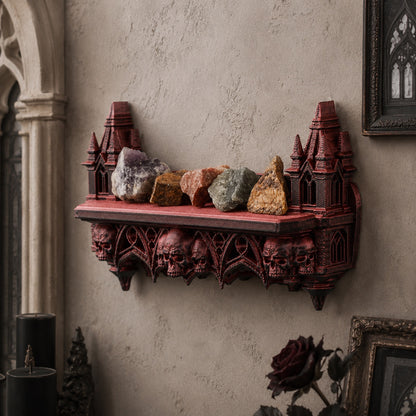 Gothic skull wall display shelf – dark aesthetic room decor