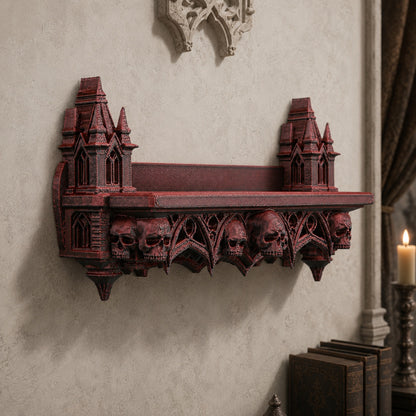 Skull castle wall rack – vintage carved stonework detail