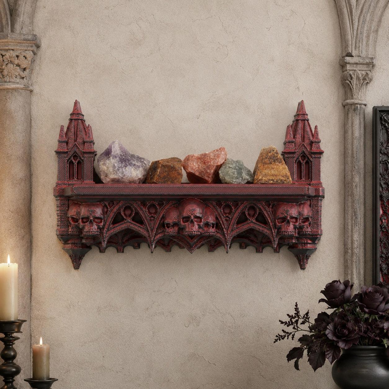 Castle skull floating shelf – witchy altar wall decor