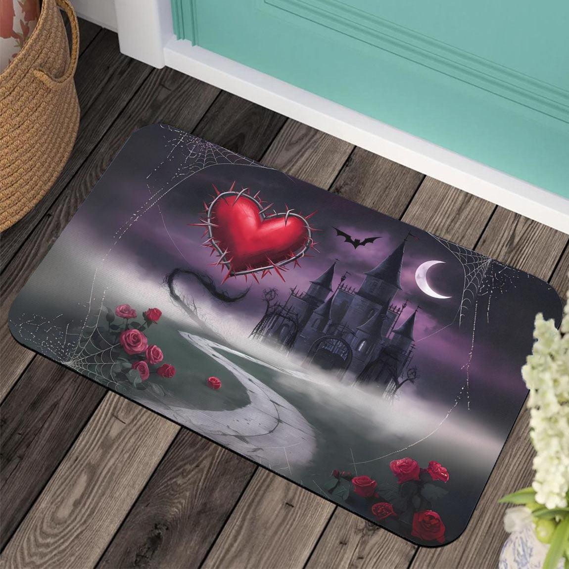 Gothic Castle Witchy Doormat for Halloween Valentine Day-MoonChildWorld