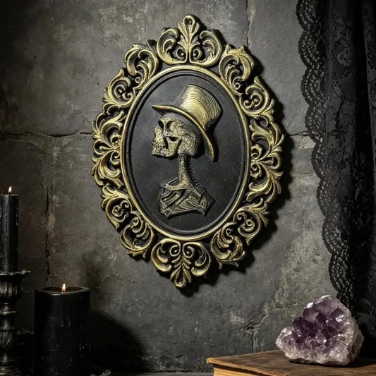 Cathedral arch wall shelf holding a candle in an altar corner