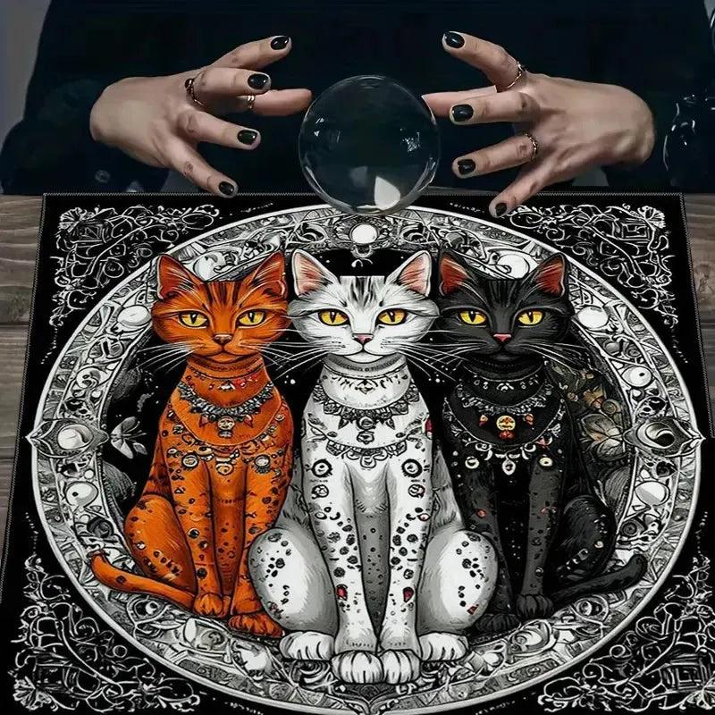 Gothic Cats Witchy Altar Cloth Wicca Tablecloth For Rituals, Tarot Reading & Home Decor-MoonChildWorld