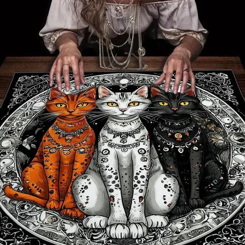 Gothic Cats Witchy Altar Cloth Wicca Tablecloth For Rituals, Tarot Reading & Home Decor-MoonChildWorld