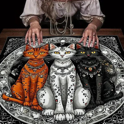Gothic Cats Witchy Altar Cloth Wicca Tablecloth For Rituals, Tarot Reading & Home Decor-MoonChildWorld